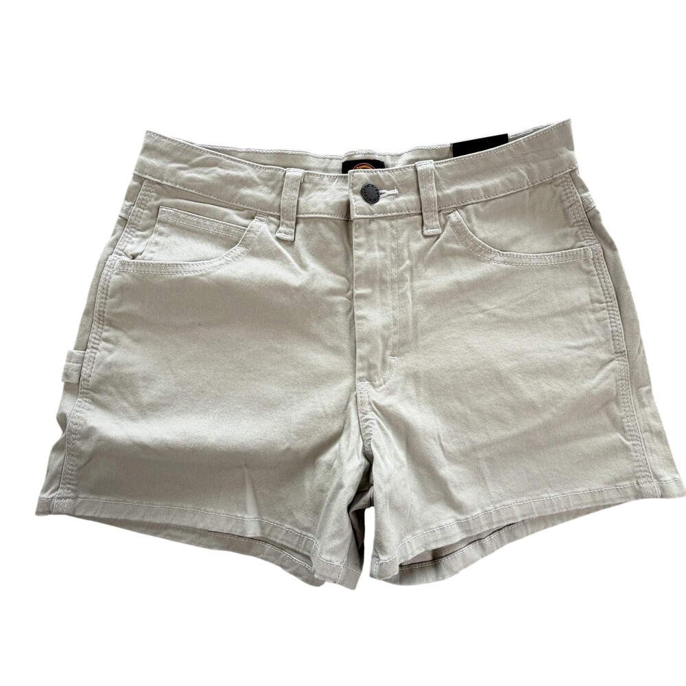 Dickies Shorts Womens 26 Beige Utility Twill Stretch NWT 5 In Inseam Workwear